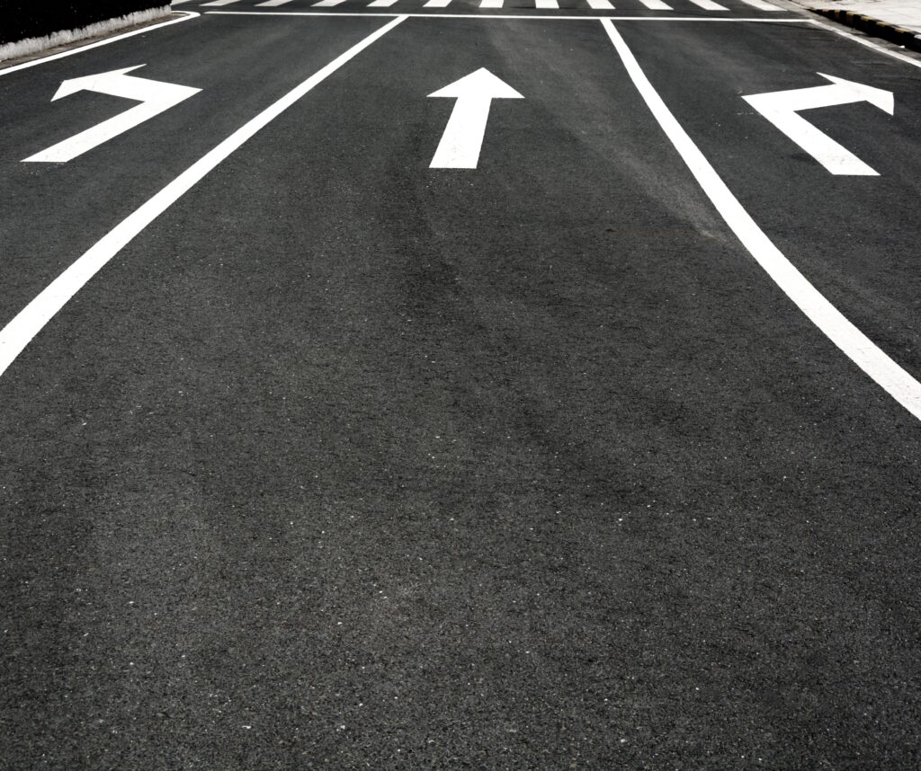 asphalt with different arrows scaled